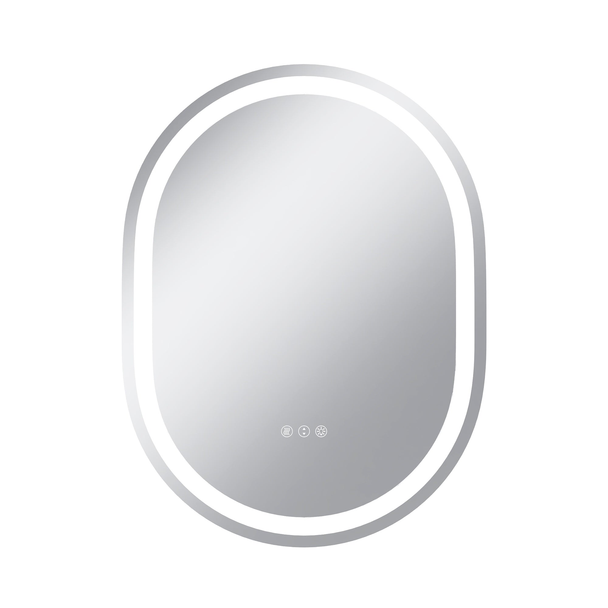 Vanityfus 24-in W 32-in H Oval Frameless Wall-Mounted Beveled Dimmable LED Lighted Fog Free Bathroom Vanity Mirror in silver